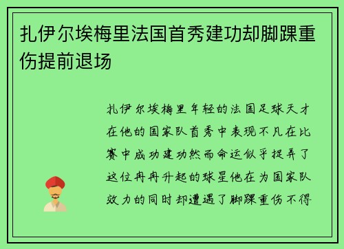 扎伊尔埃梅里法国首秀建功却脚踝重伤提前退场 扎伊尔埃梅里法国首秀建功却脚踝重伤提前退场